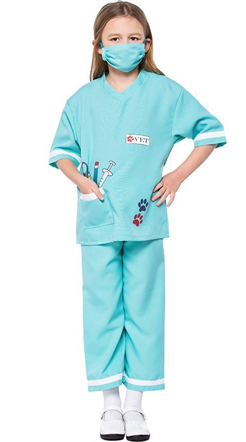 Veterinærdrakt Barn Halloween Lege Sykepleier Kostymer Blå