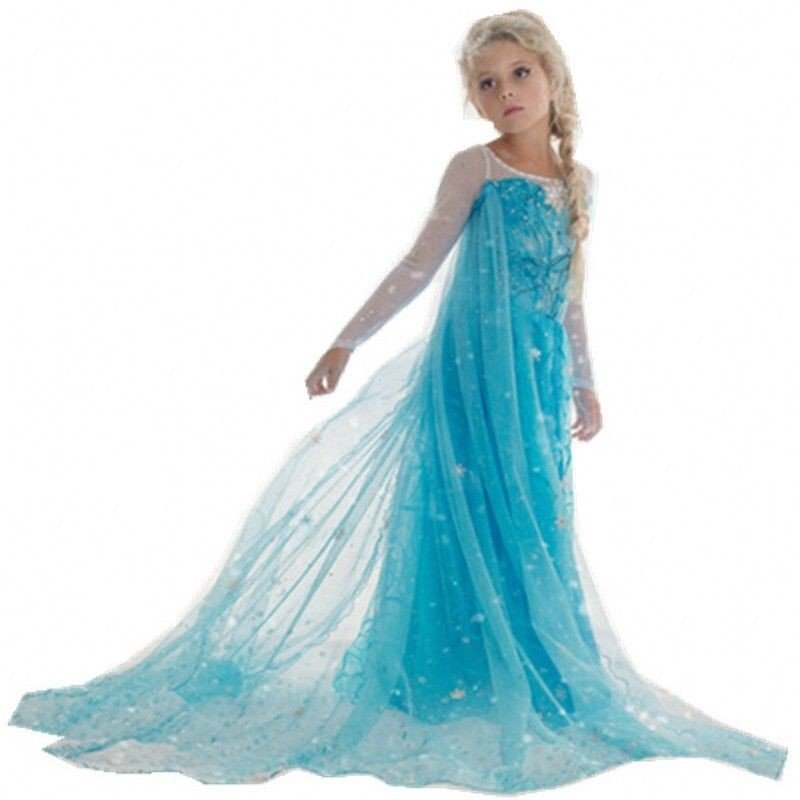 Elsa Frozen Kjole Prinsesse Kostyme Barn