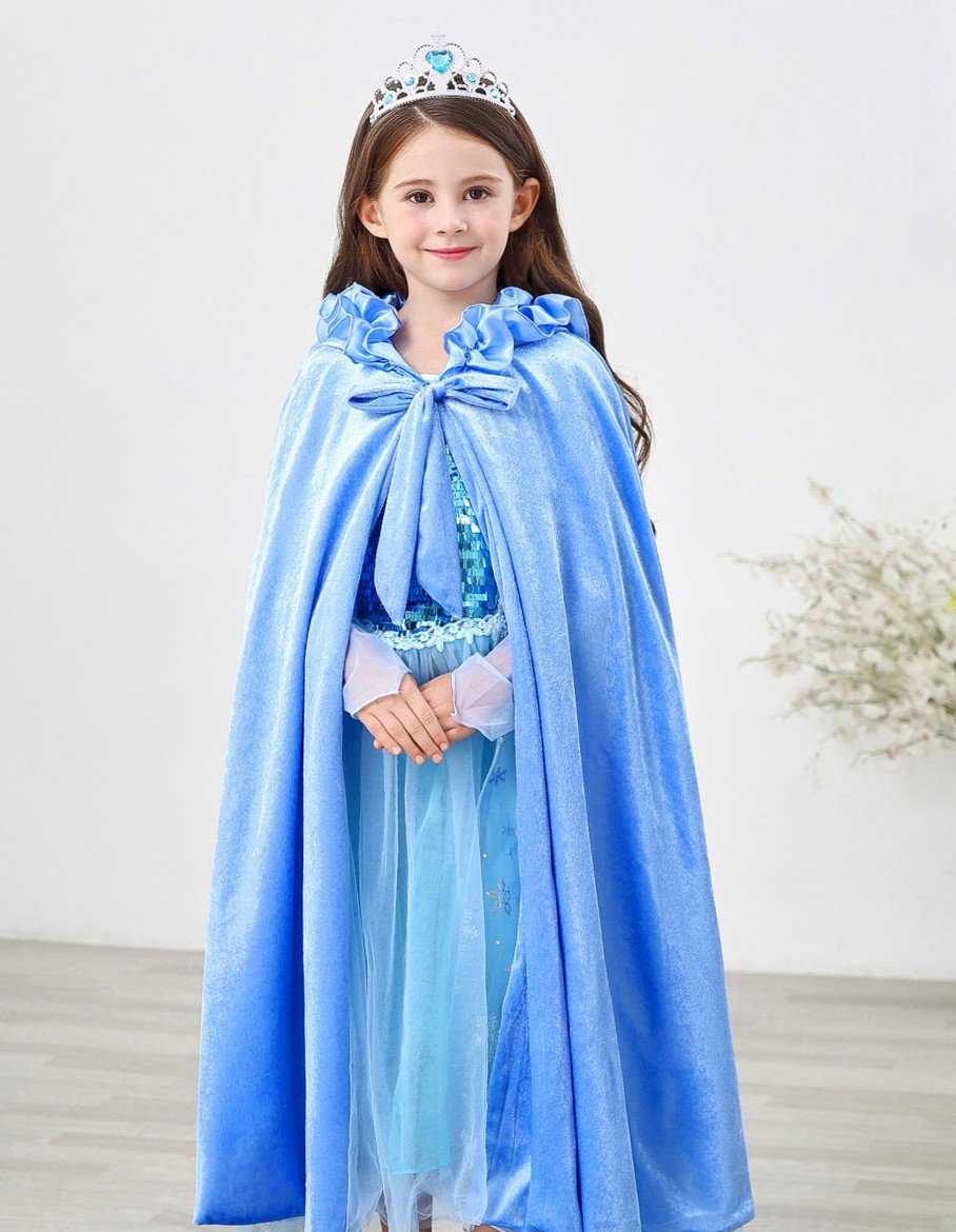 Barn Frozen Prinsesse Kappe Med Hette Blå