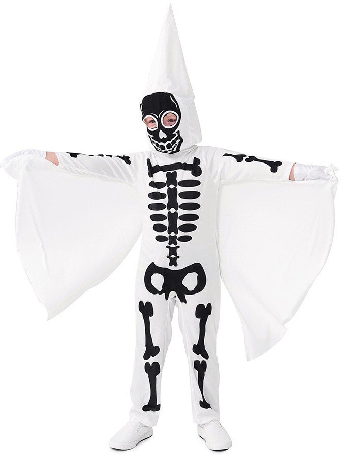Barn Skrekk Spøkelse Skjelett Kostyme for Halloween Hvit