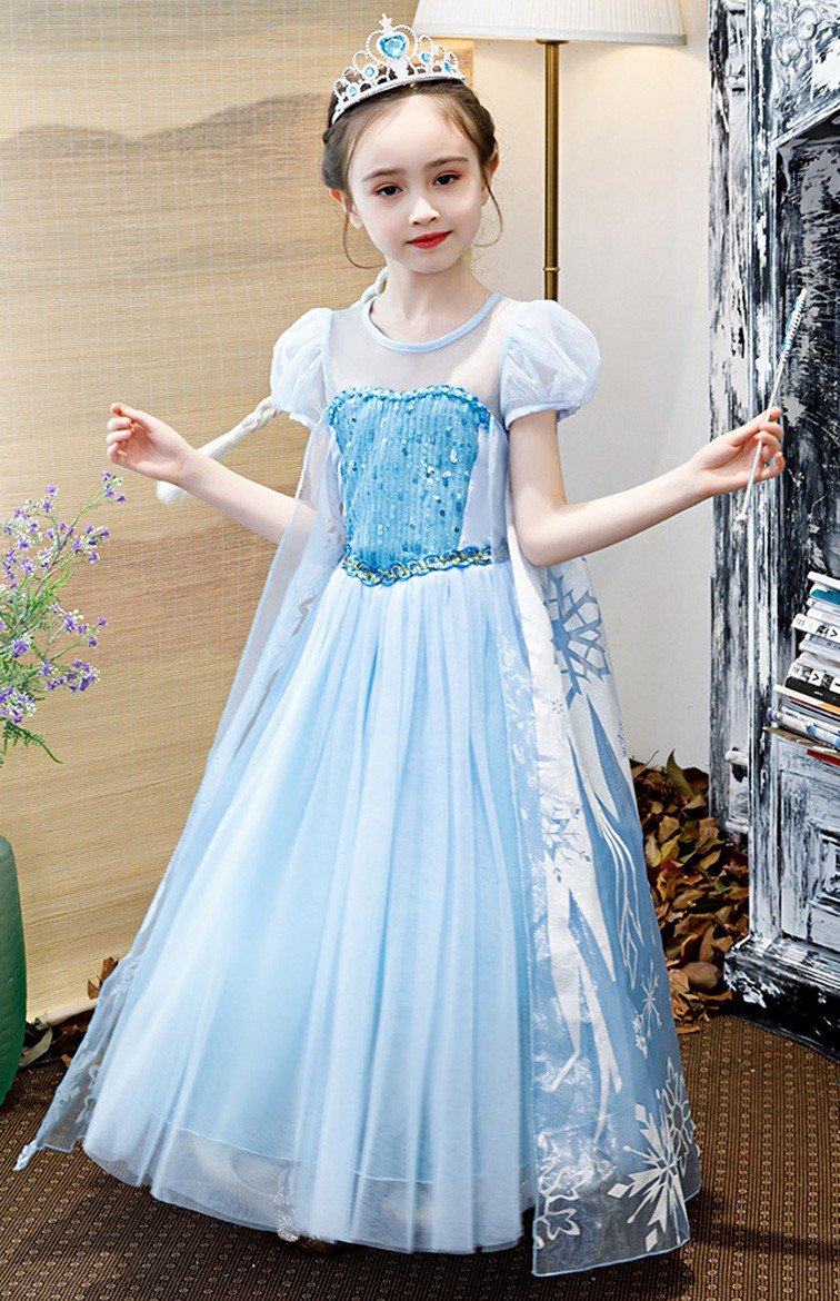 Dronning Elsa Frozen Kjole Barn Sequin Lilla