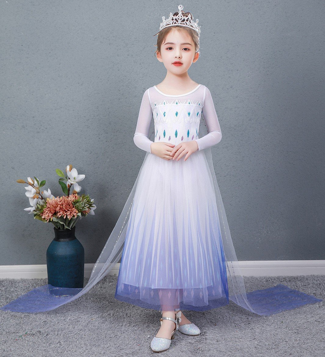 Langermet Frozen 2 Snødronning Elsa Prinsessekjole Barn