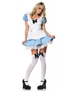Blå Og Hvit Alice i Eventyrland Kostyme
