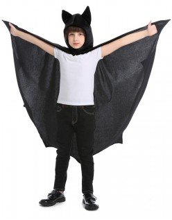 Barn Halloween Vampyr Kostyme Hette Kappe Svart