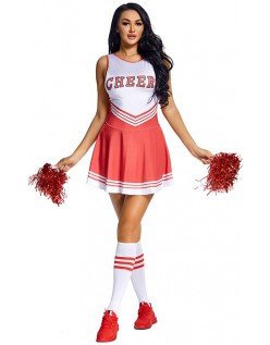 Sexy Jente Cheerleader Kostyme Rød Sett