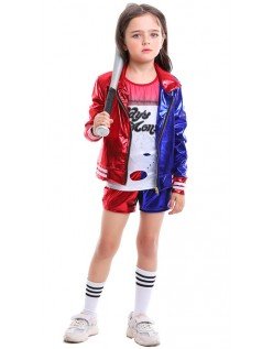 Barn Skinnende Utskrift Suicide Squad Harley Quinn Kostyme