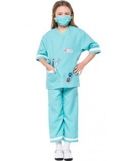 Veterinærdrakt Barn Halloween Lege Sykepleier Kostymer Blå