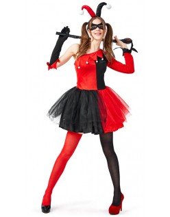 Dame Harley Quinn Kostyme Halloween Klovnekostyme Voksne