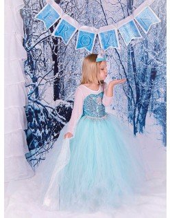 Klassisk Frozen Kjole Barn Elsa Prinsessekjole