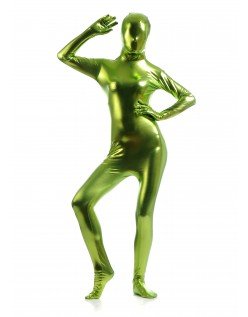 Morphsuits Dame Heldekkende Metallic Skinnende Drakt Blå Grønn