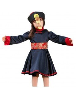 Kinesiske Zombie Kostyme Jente Halloween Kostymer Barn Rød Svart