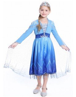 Klassiske Frozen 2 Kostymer Elsa Prinsessekjole Barn