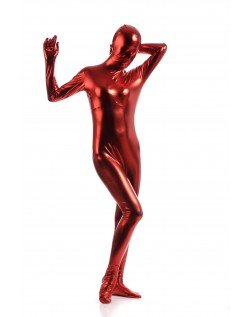 Morphsuits Dame Heldekkende Metallic Skinnende Drakt Rød