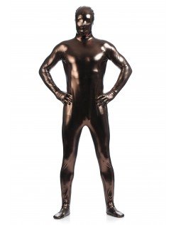 Morphsuits Mann Heldekkende Metallic Skinnende Drakt Brun