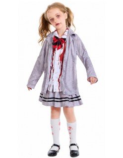 Jente Skolepike Kostyme Barn Skrekk Vampyr Zombie Kostyme