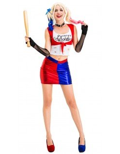 Dame Sexy Harley Quinn Kostyme Halloween Klovnekostyme