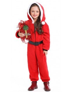Julekostyme Med Hette Barn Pajamas Rød Nissekostyme