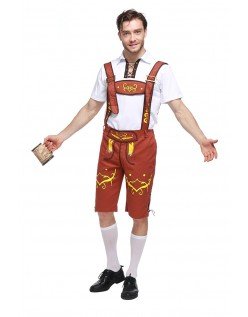 Bavarian Oktoberfest Lederhosen Kostyme Gul