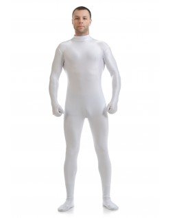 Morphsuit Lycra Spandex Drakt Second Skin Kostyme Mann Hvit