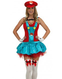 Rød Rørlegger Kostyme Super Mario Kostyme Dame